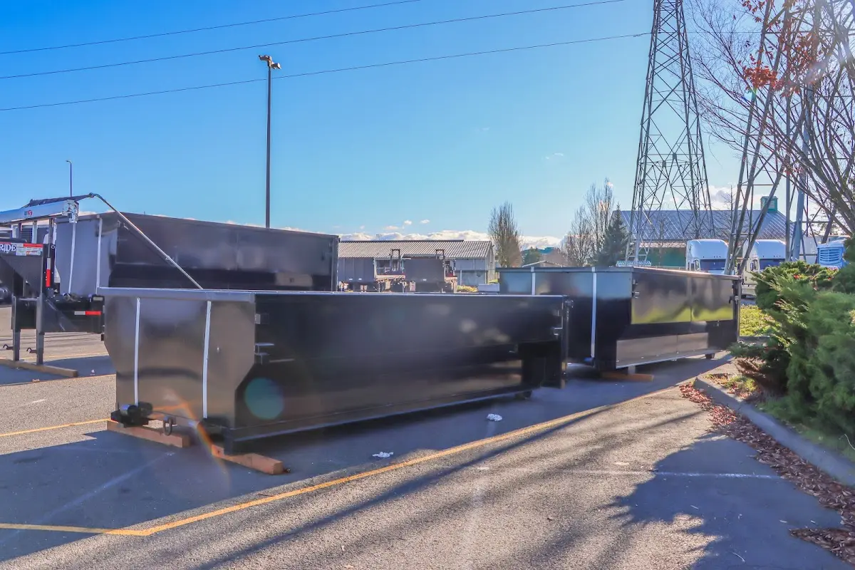 Roll-off dumpster ready for waste disposal at job site for 6 Yard Dumpster Rental in Middleburg Heights